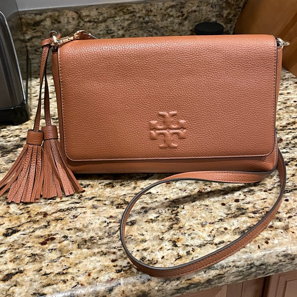 Tory Burch Thea Brown Leather Crossbody
